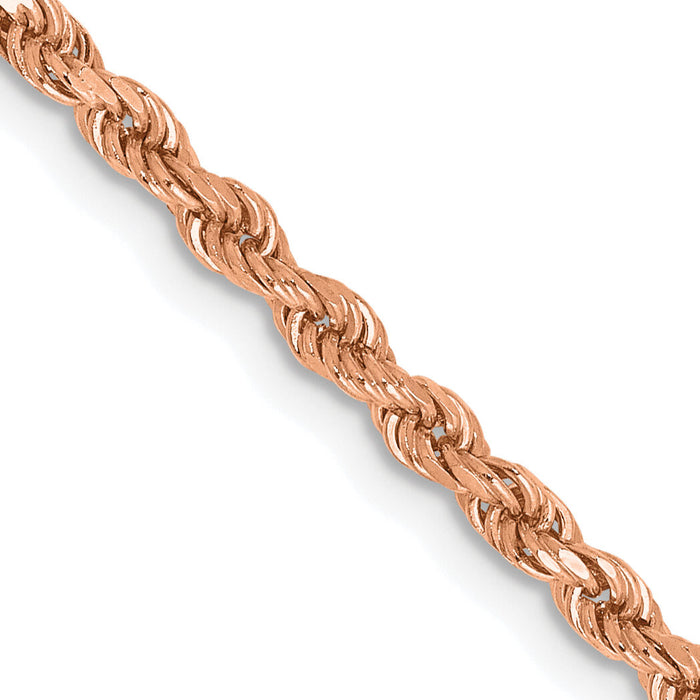 14k Rose Gold 2.25mm D/C Rope with Lobster Clasp Chain-018R-24