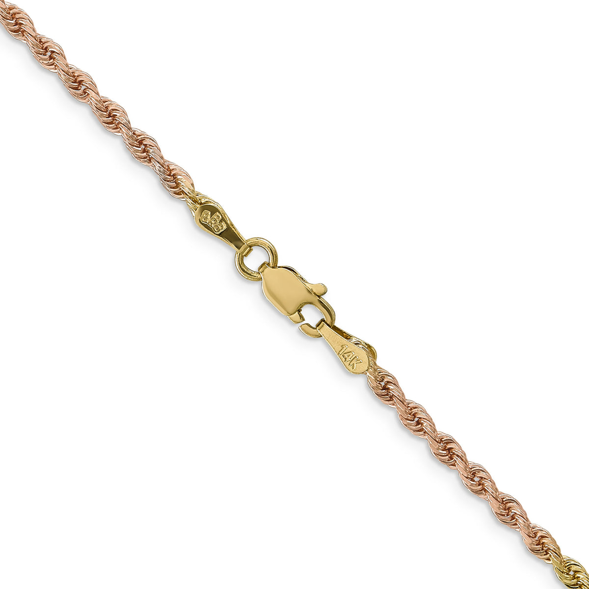 14k Tri-Color 2.5mm D/C Rope Chain-018TC-16