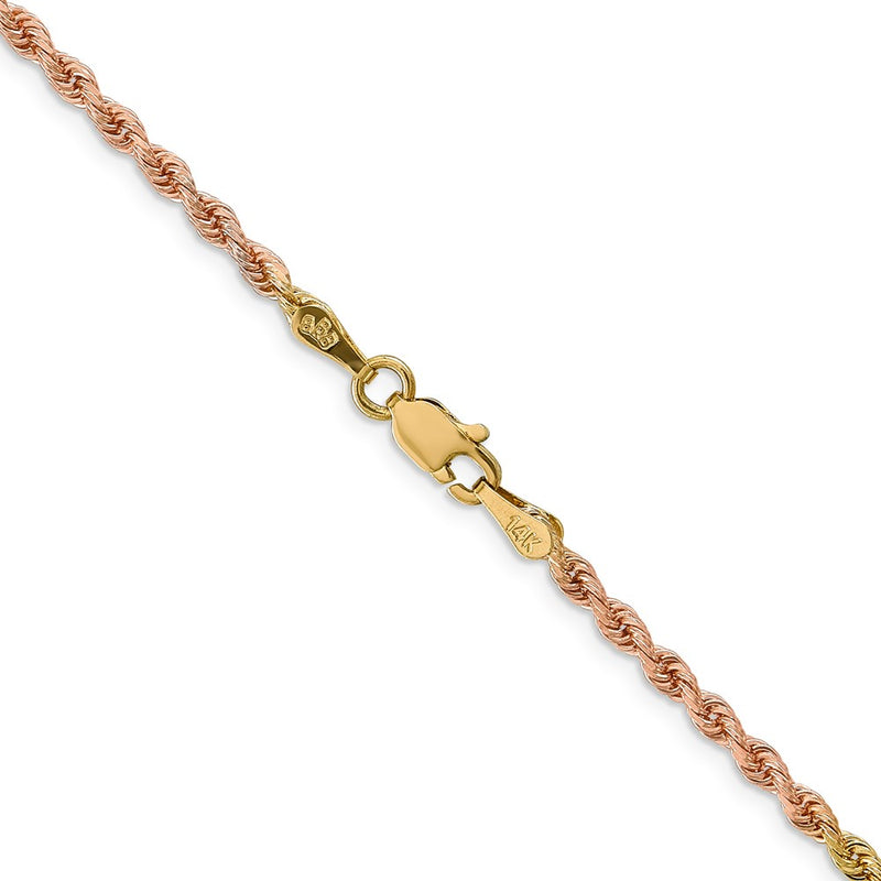 14K Tri-colored 16 inch 2.5mm Diamond-cut Rope with Lobster Clasp Chain-018TC-16