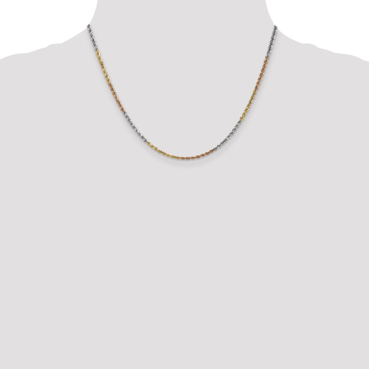 14k Tri-Color 2.5mm D/C Rope Chain-018TC-18