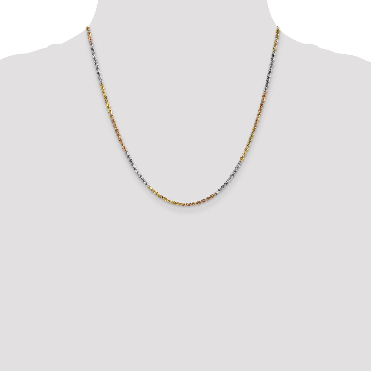 14k Tri-Color 2.5mm D/C Rope Chain-018TC-20
