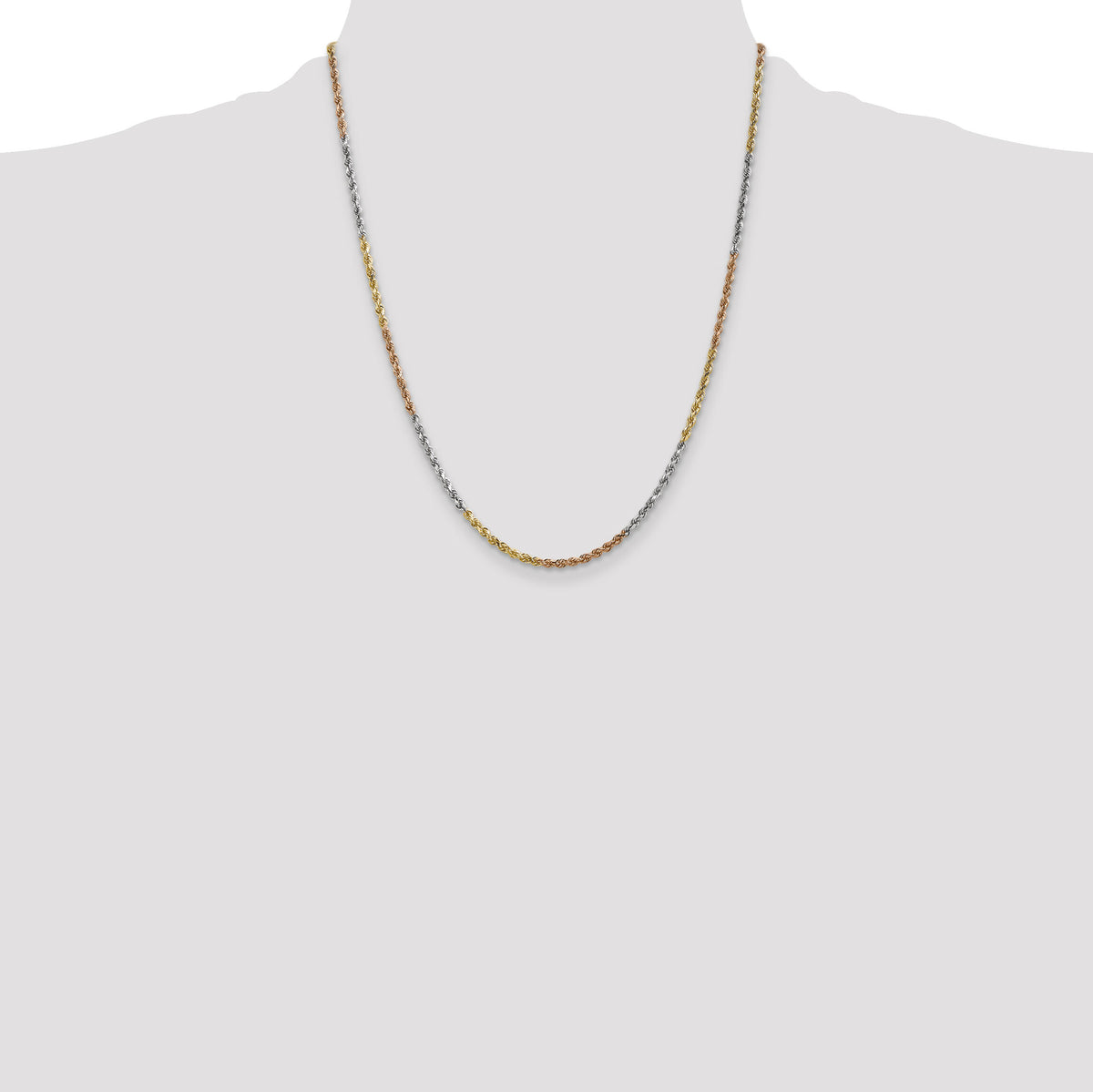 14k Tri-Color 2.5mm D/C Rope Chain-018TC-22