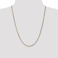 14k Tri-Color 2.5mm D/C Rope Chain-018TC-24