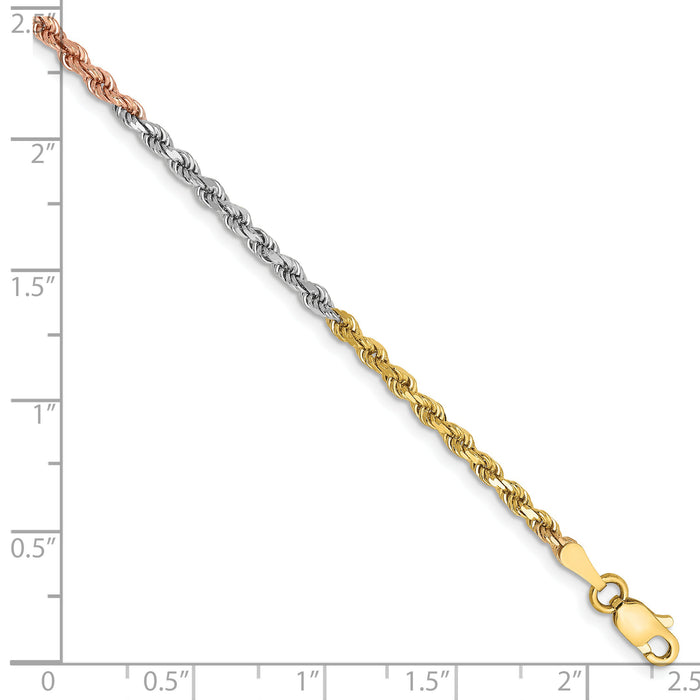 14k Tri-Color 2.5mm D/C Rope Chain-018TC-7
