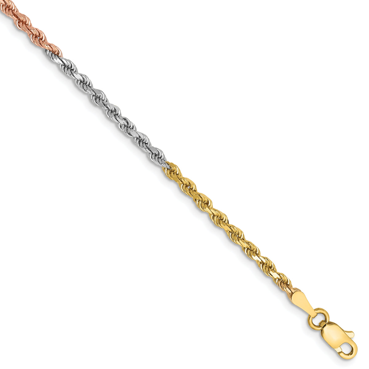 14k Tri-Color 2.5mm D/C Rope Chain-018TC-8