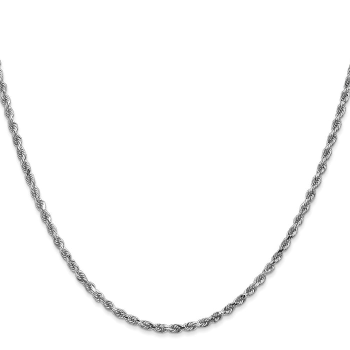 14K White Gold 30 inch 2.25mm Diamond-cut Rope with Lobster Clasp Chain-018W-30