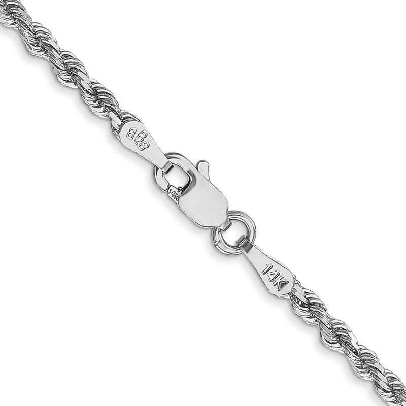 14K White Gold 20 inch 2.25mm Diamond-cut Rope with Lobster Clasp Chain-018W-20