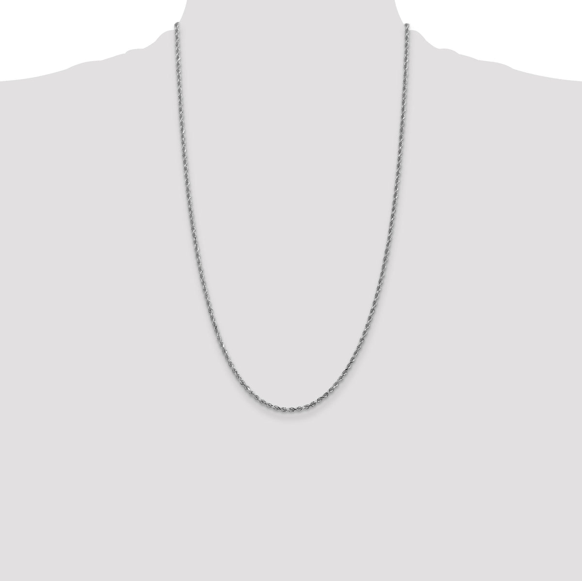 14k White Gold 2.25mm D/C Rope with Lobster Clasp Chain-018W-26