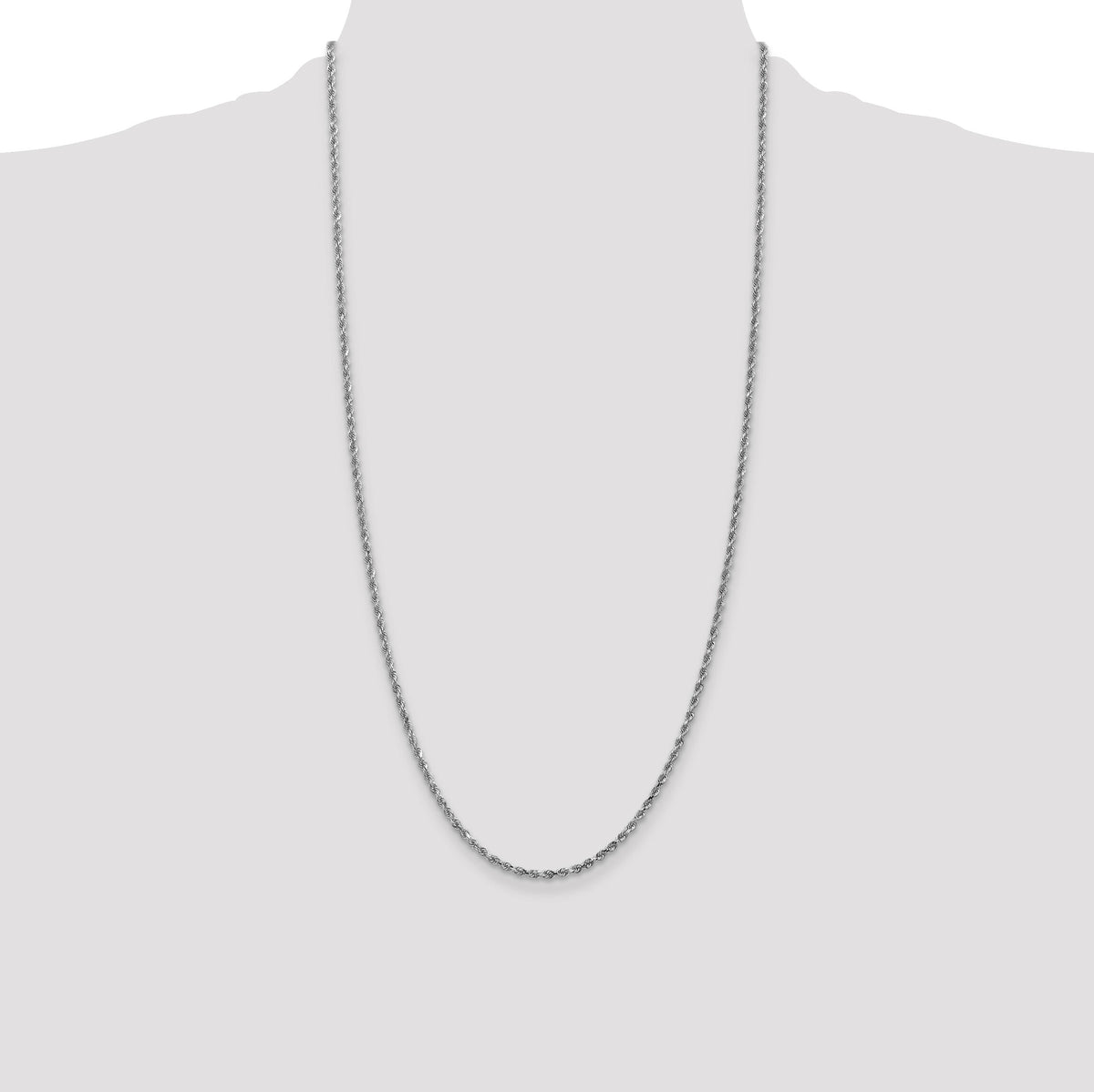 14k White Gold 2.25mm D/C Rope with Lobster Clasp Chain-018W-28