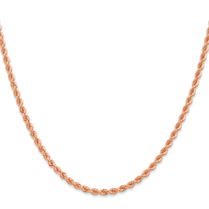 14k Rose Gold 2.75mm Diamond-cut Rope with Lobster Clasp Chain-021R-18