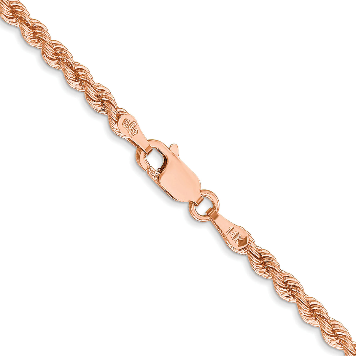 14k Rose Gold 2.75mm Diamond-cut Rope with Lobster Clasp Chain-021R-24