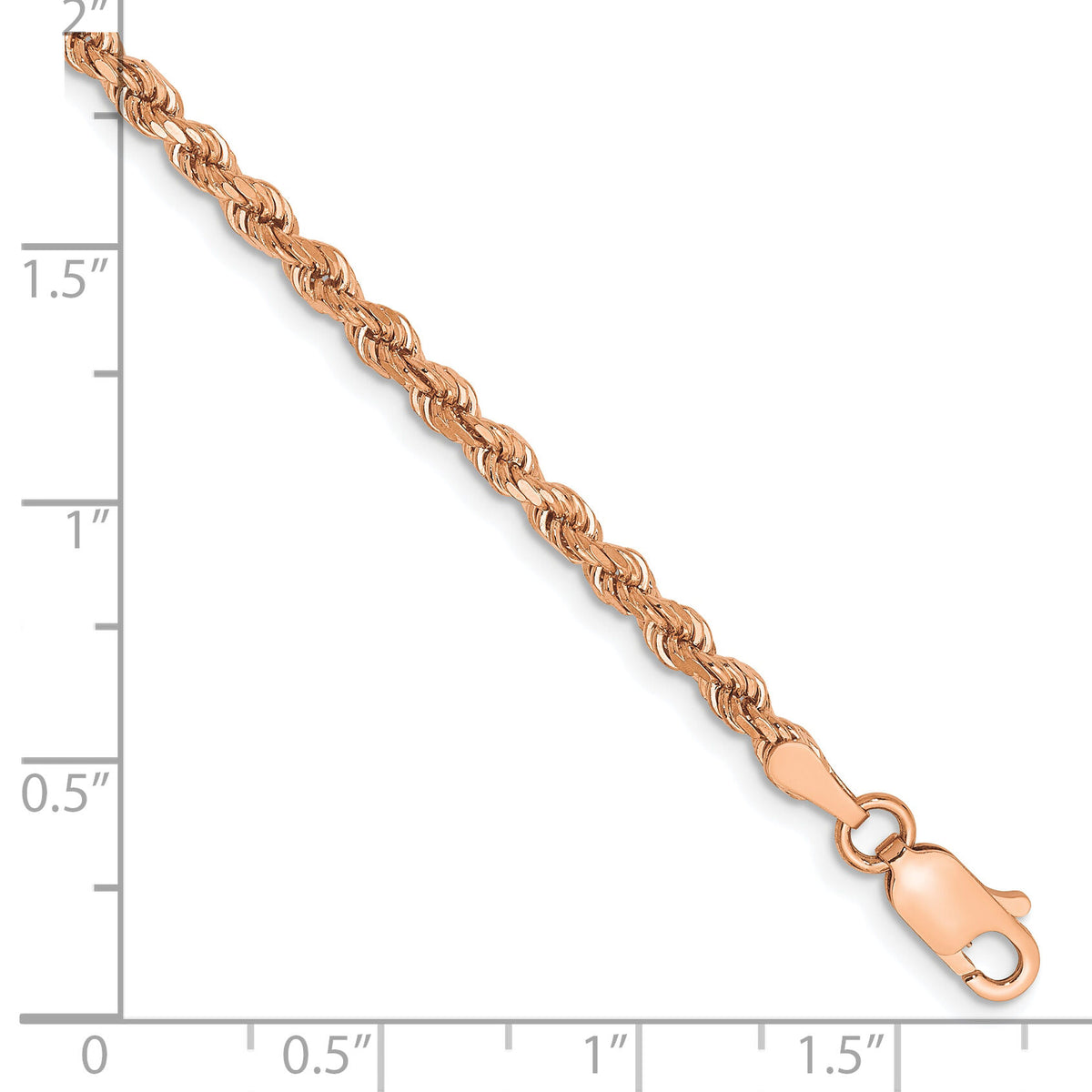 14k Rose Gold 2.75mm Diamond-cut Rope with Lobster Clasp Chain-021R-7
