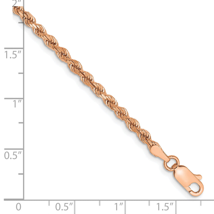 14k Rose Gold 2.75mm Diamond-cut Rope with Lobster Clasp Chain-021R-8