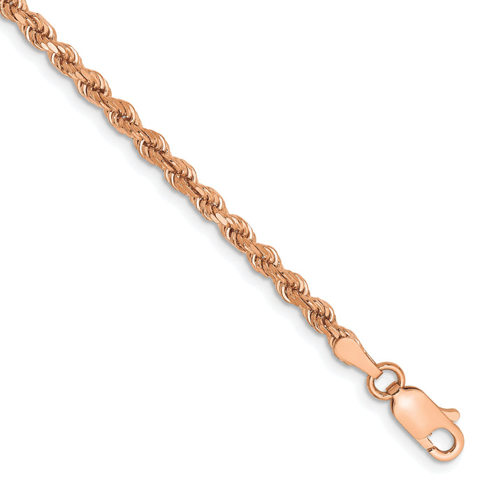 14k Rose Gold 2.75mm Diamond-cut Rope with Lobster Clasp Chain-021R-8
