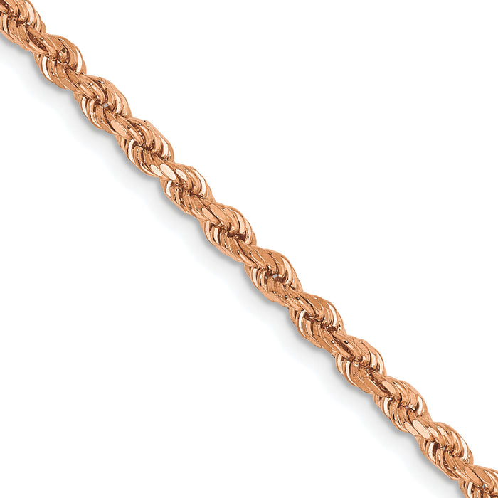 14k Rose Gold 2.75mm Diamond-cut Rope with Lobster Clasp Chain-021R-20