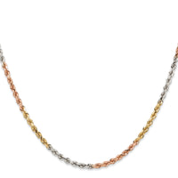 14k Tri-Color 2.9mm D/C Rope Chain-021TC-16