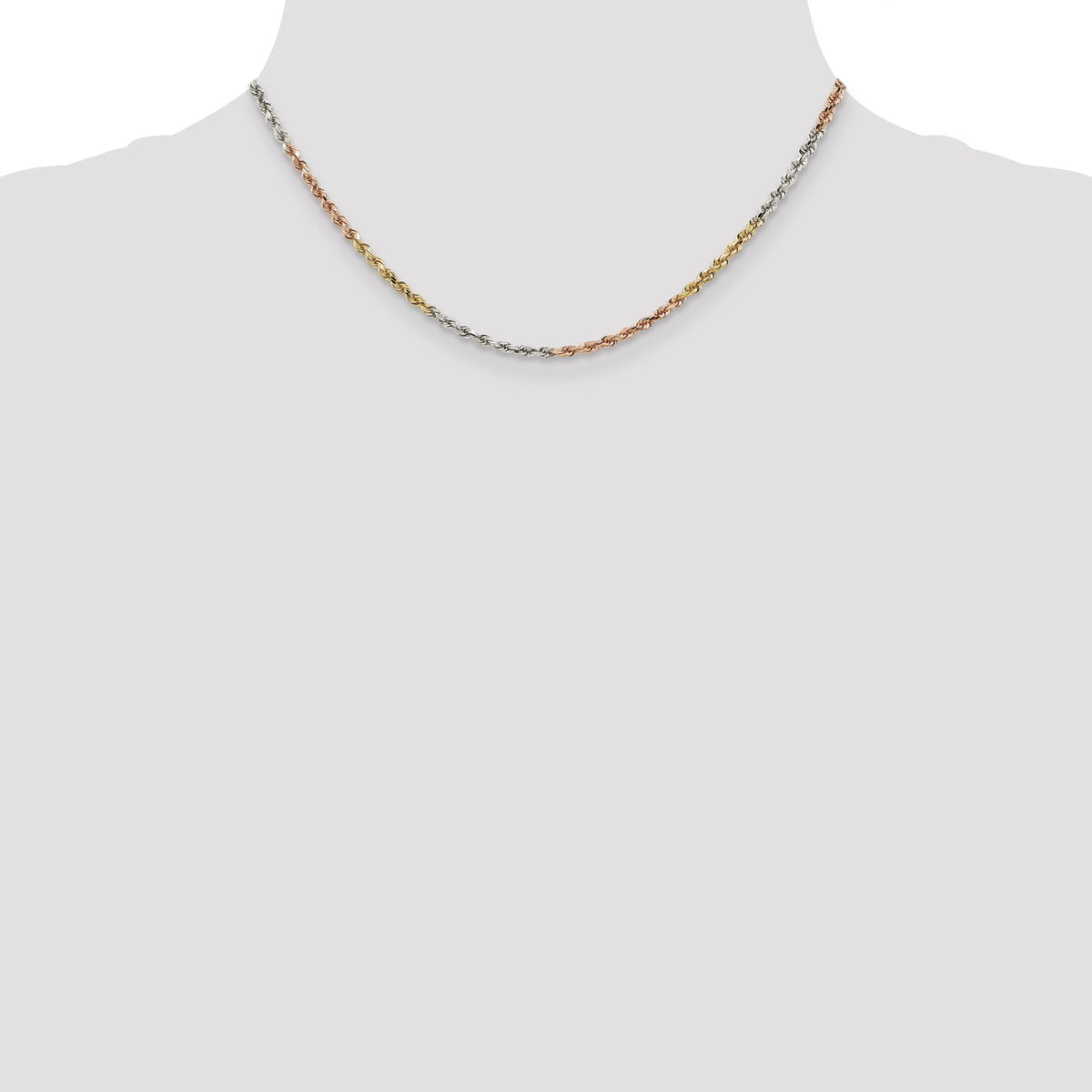 14k Tri-Color 2.9mm D/C Rope Chain-021TC-16
