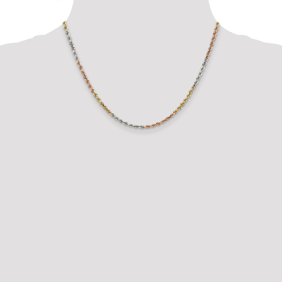 14k Tri-Color 2.9mm D/C Rope Chain-021TC-18
