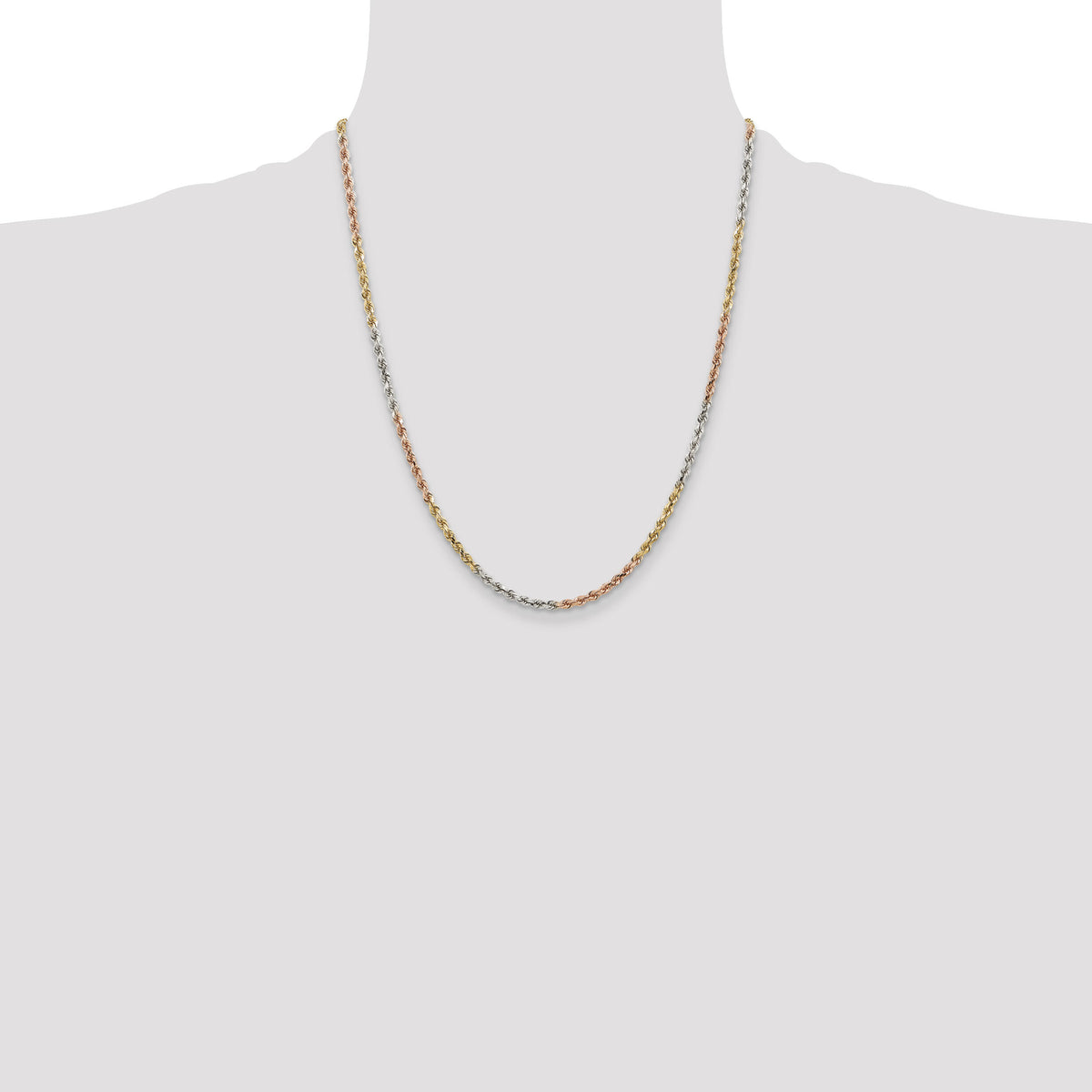 14k Tri-Color 2.9mm D/C Rope Chain-021TC-22