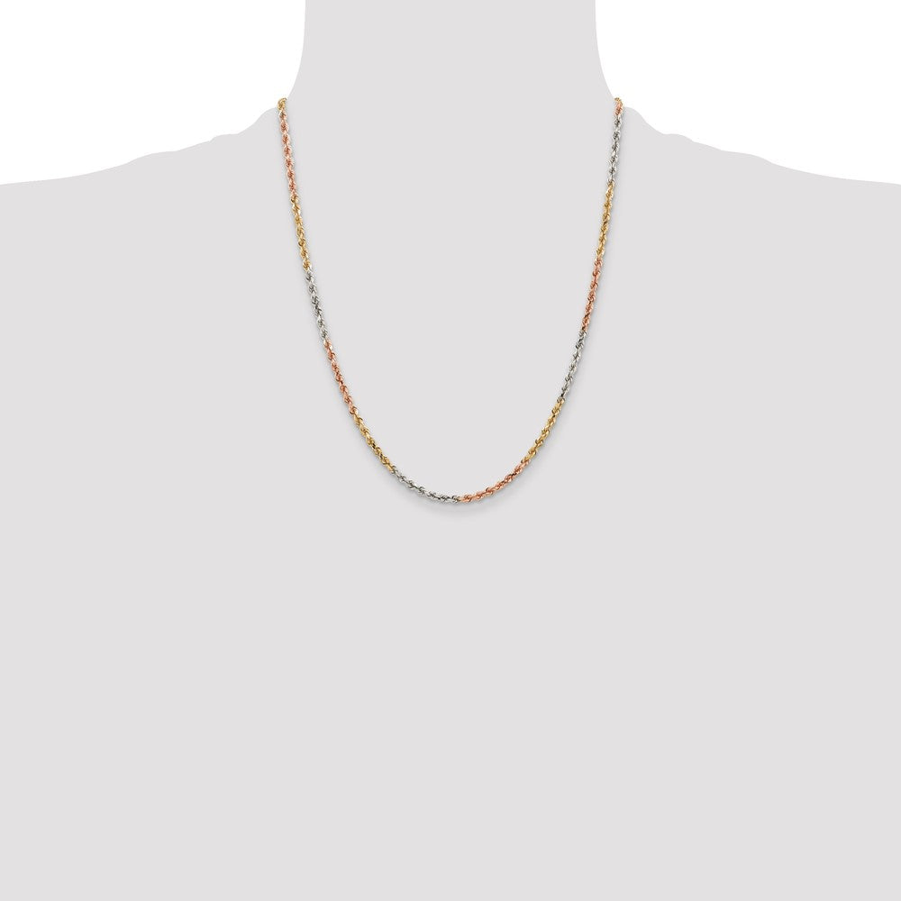 14k Tri-Color 2.9mm D/C Rope Chain-021TC-22