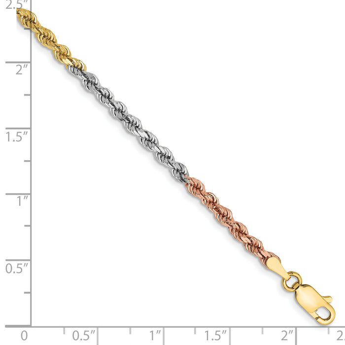 14k Tri-Color 2.9mm D/C Rope Chain-021TC-8