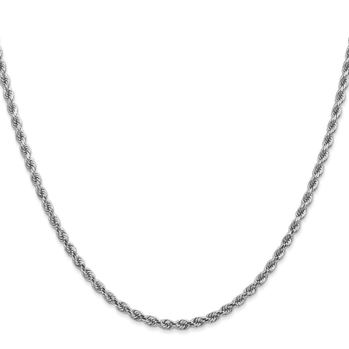 14K White Gold 16 inch 2.75mm Diamond-cut Rope with Lobster Clasp Chain-021W-16