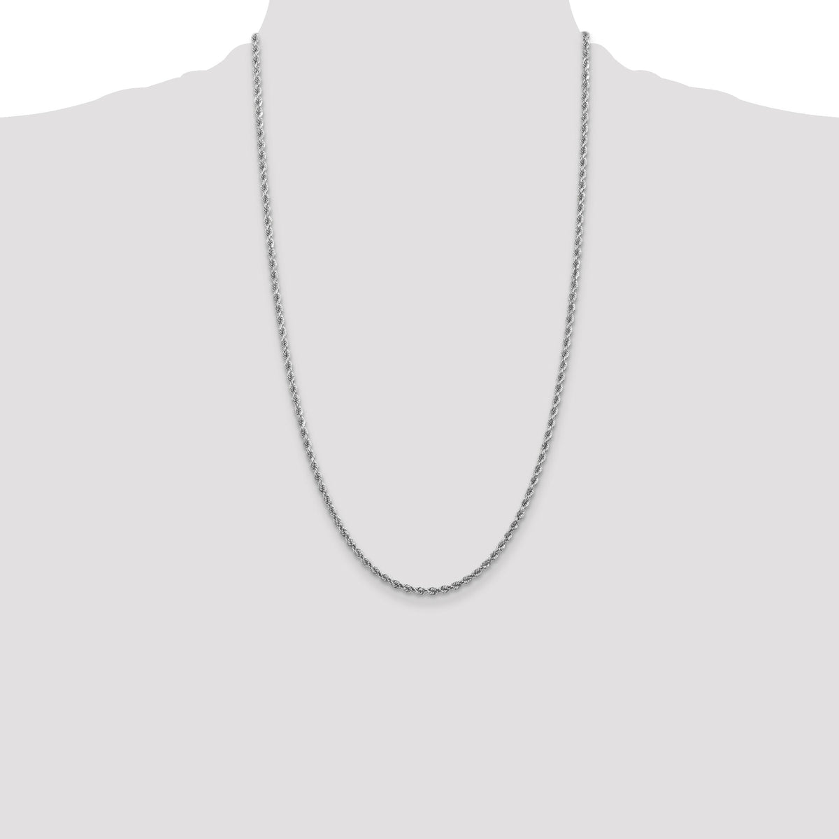 14k White Gold 2.75mm D/C Rope with Lobster Clasp Chain-021W-26