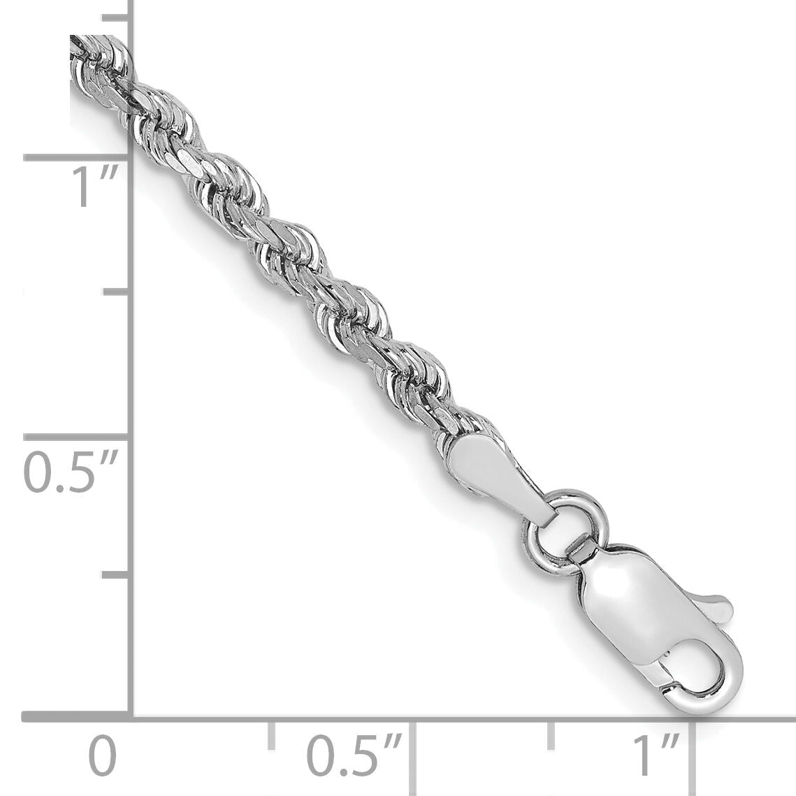 14k White Gold 2.75mm D/C Rope with Lobster Clasp Chain-021W-9