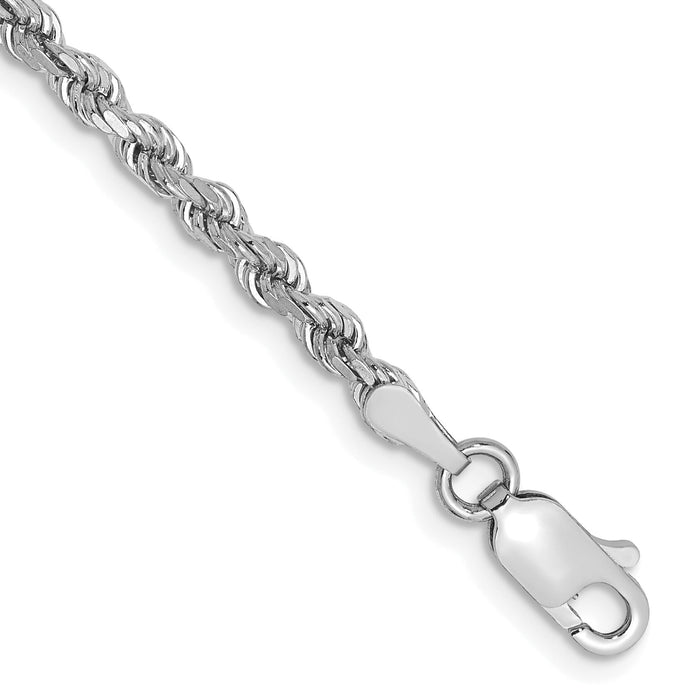 14k White Gold 2.75mm D/C Rope with Lobster Clasp Chain-021W-7