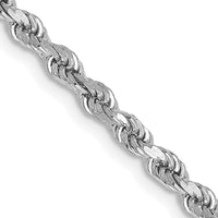 14K White Gold 26 inch 2.75mm Diamond-cut Rope with Lobster Clasp Chain-021W-26