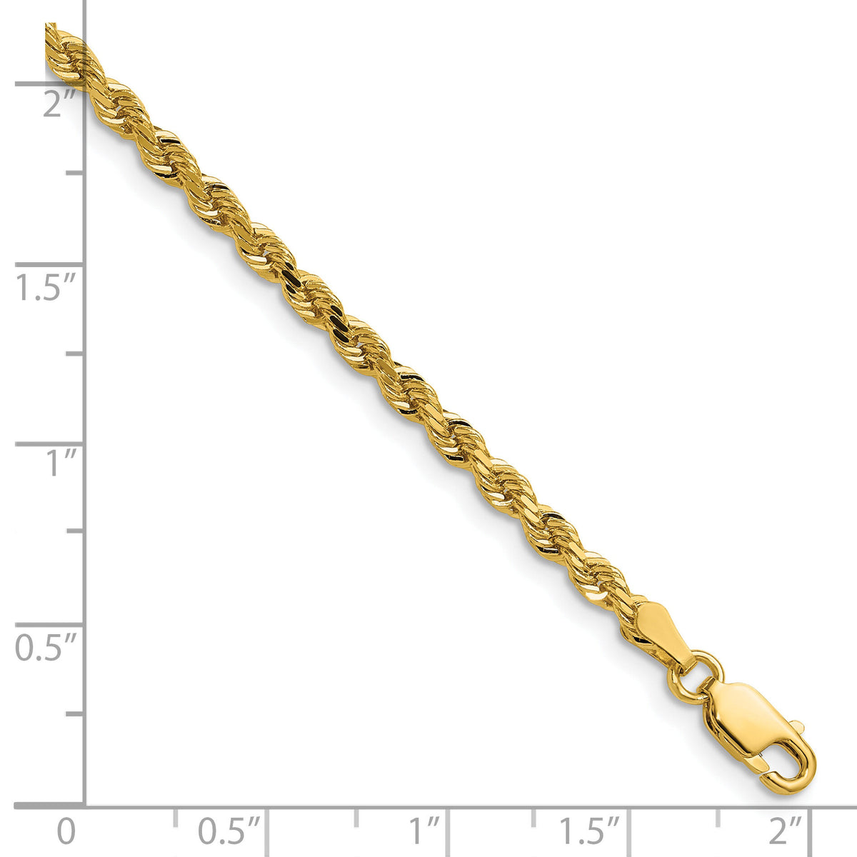 14k 3mm D/C Rope with Lobster Clasp Chain-023L-16