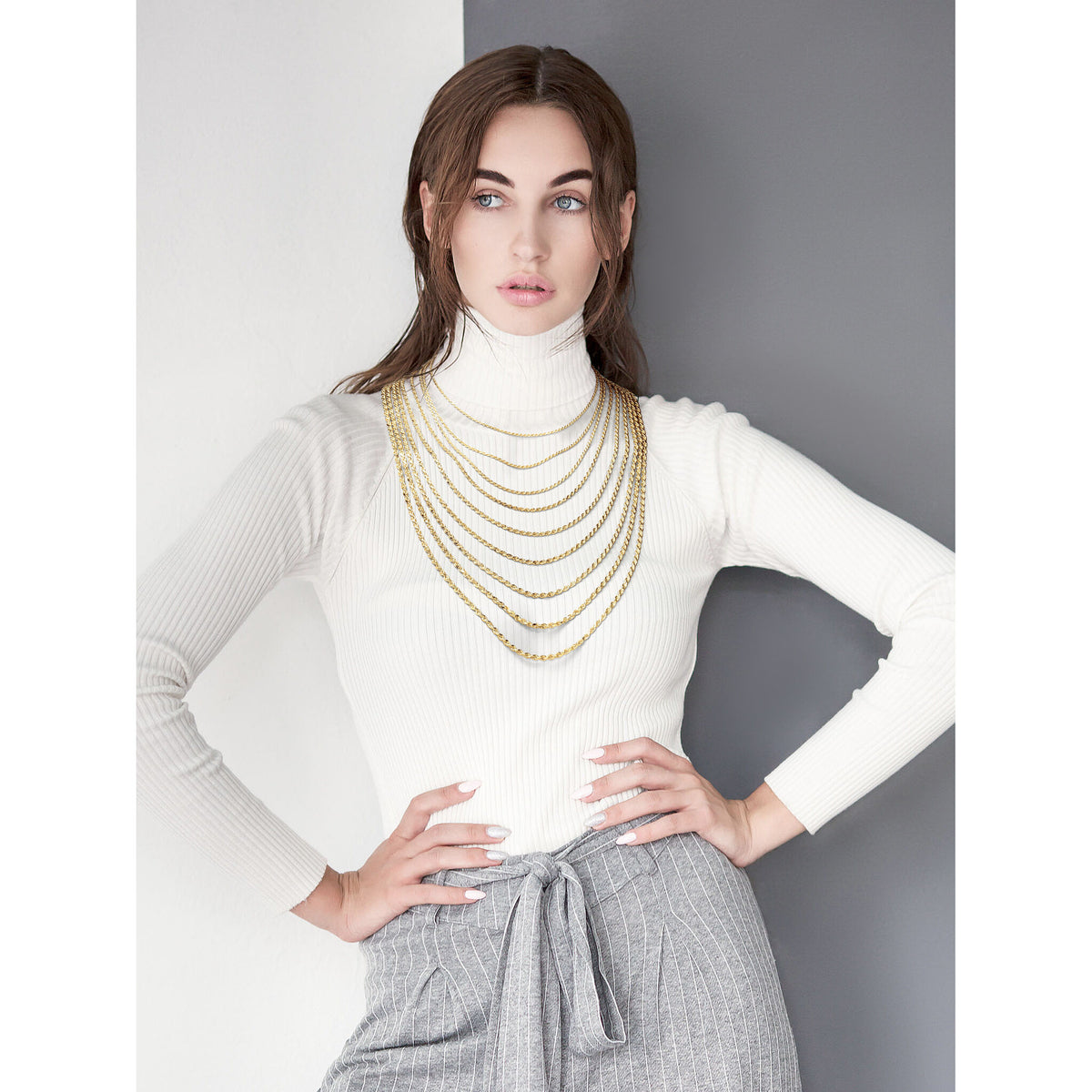 14k 3.5mm D/C Rope with Lobster Clasp Chain-025L-28