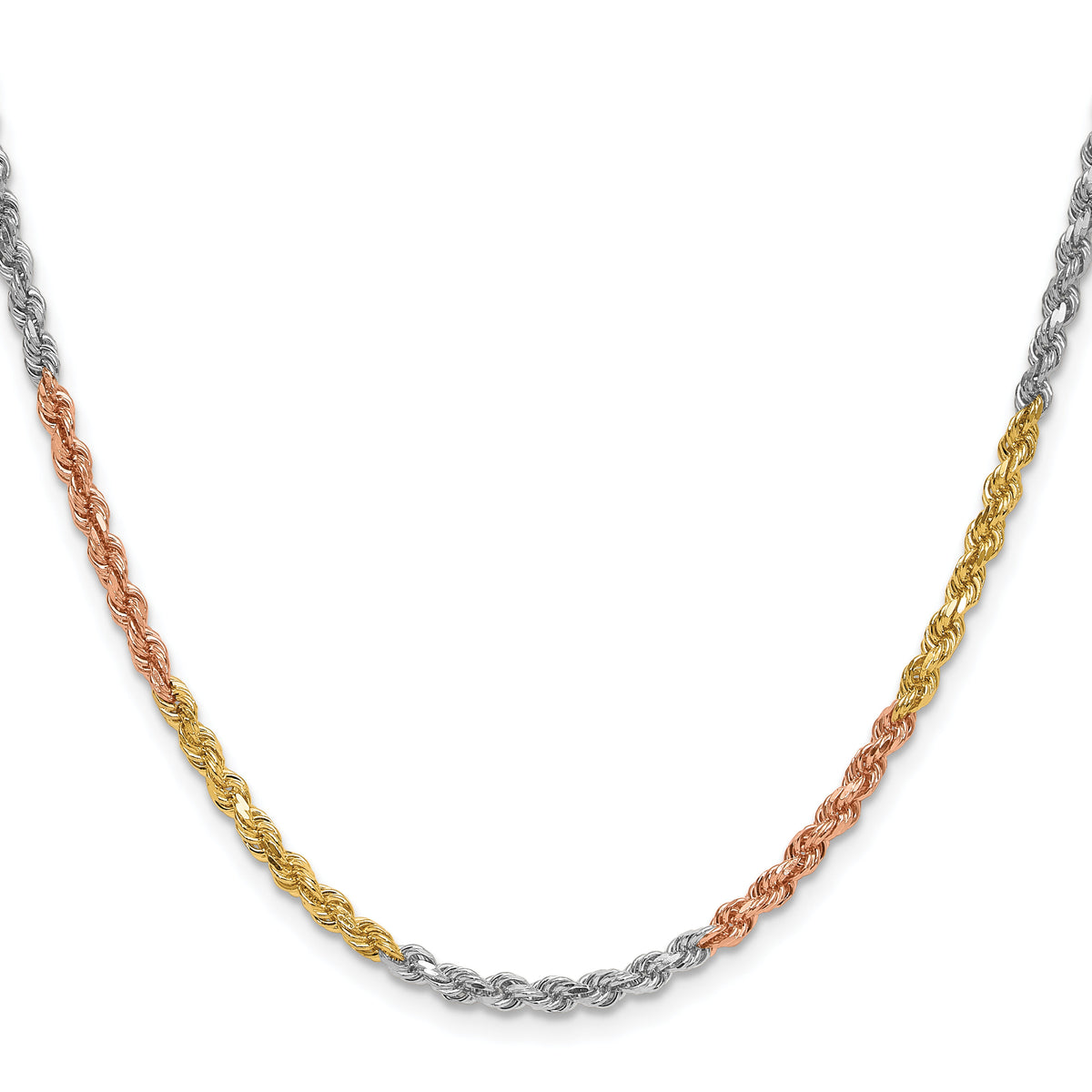 14k Tri-Color 3mm D/C Rope Chain-023TC-18