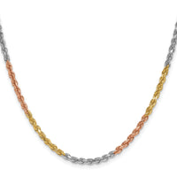 14k Tri-Color 3mm D/C Rope Chain-023TC-22