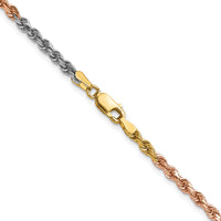 14k Tri-Color 3mm D/C Rope Chain-023TC-18