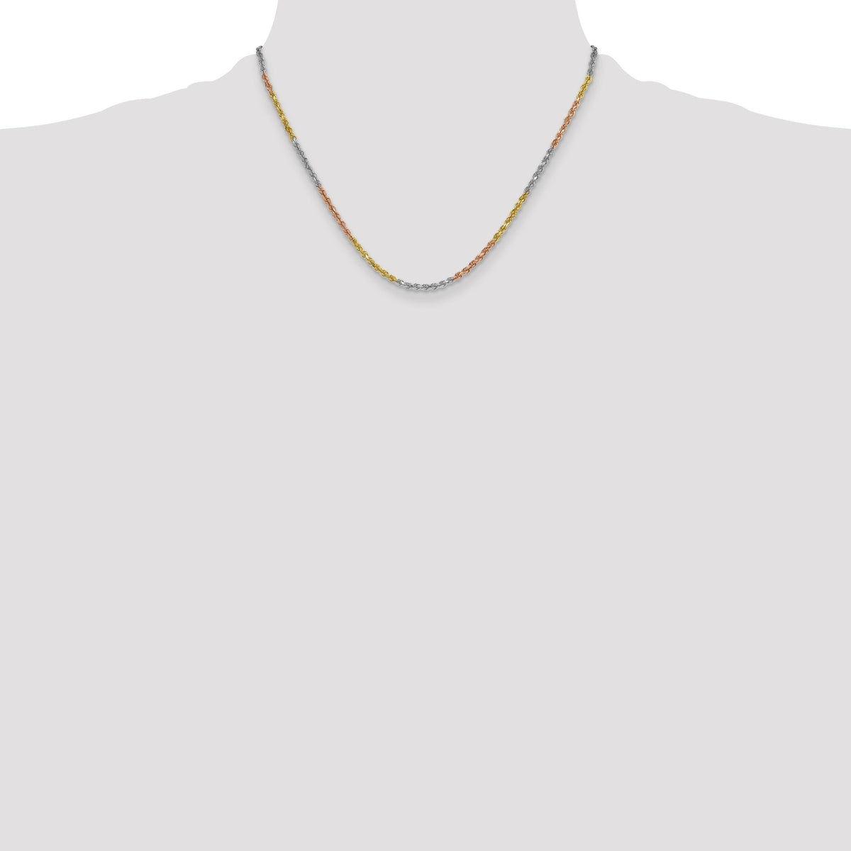 14k Tri-Color 3mm D/C Rope Chain-023TC-18