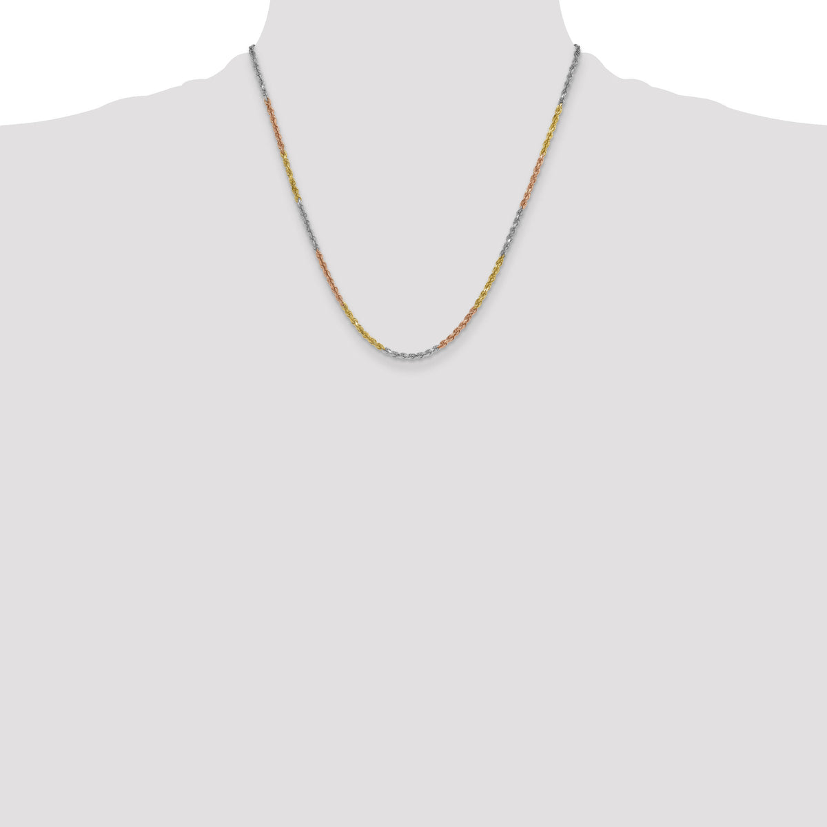 14k Tri-Color 3mm D/C Rope Chain-023TC-20