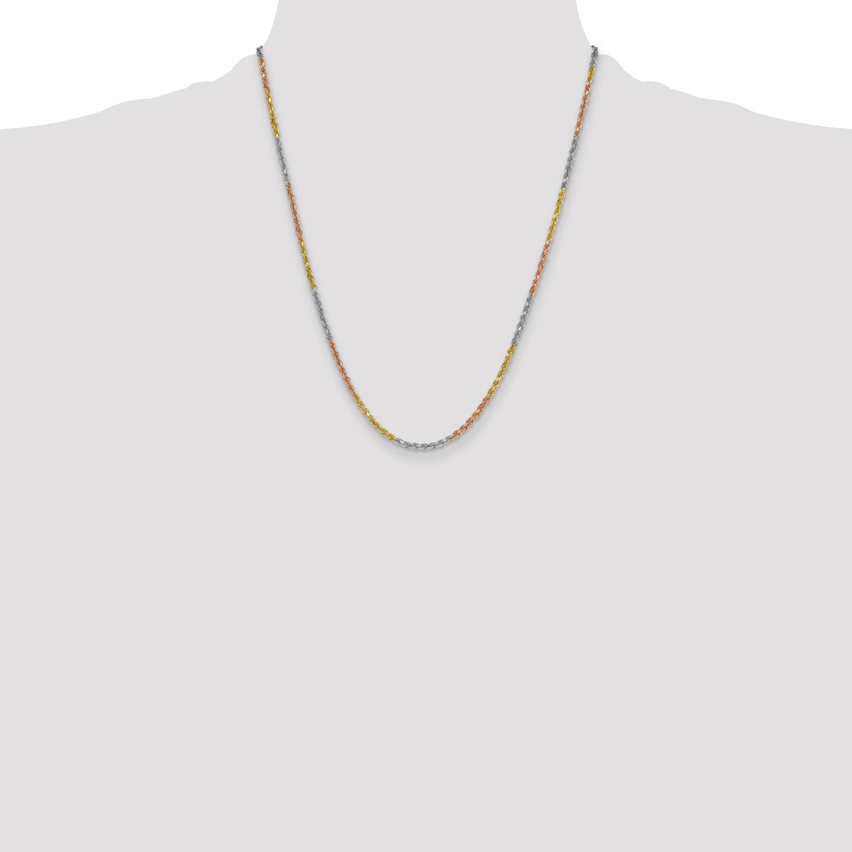 14k Tri-Color 3mm D/C Rope Chain-023TC-22