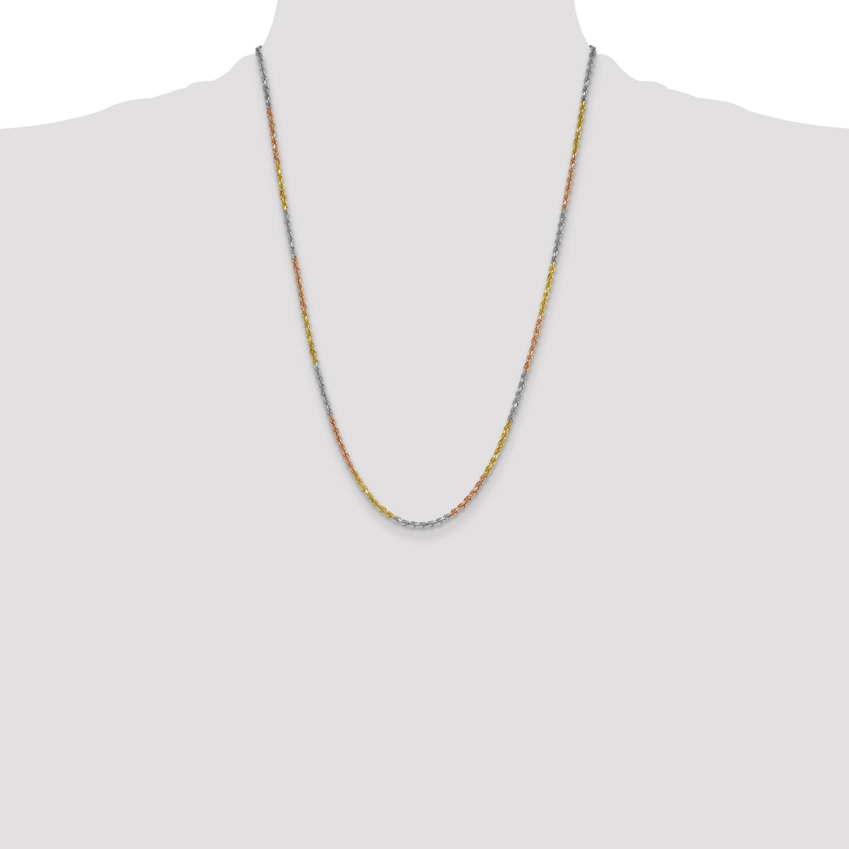 14k Tri-Color 3mm D/C Rope Chain-023TC-24