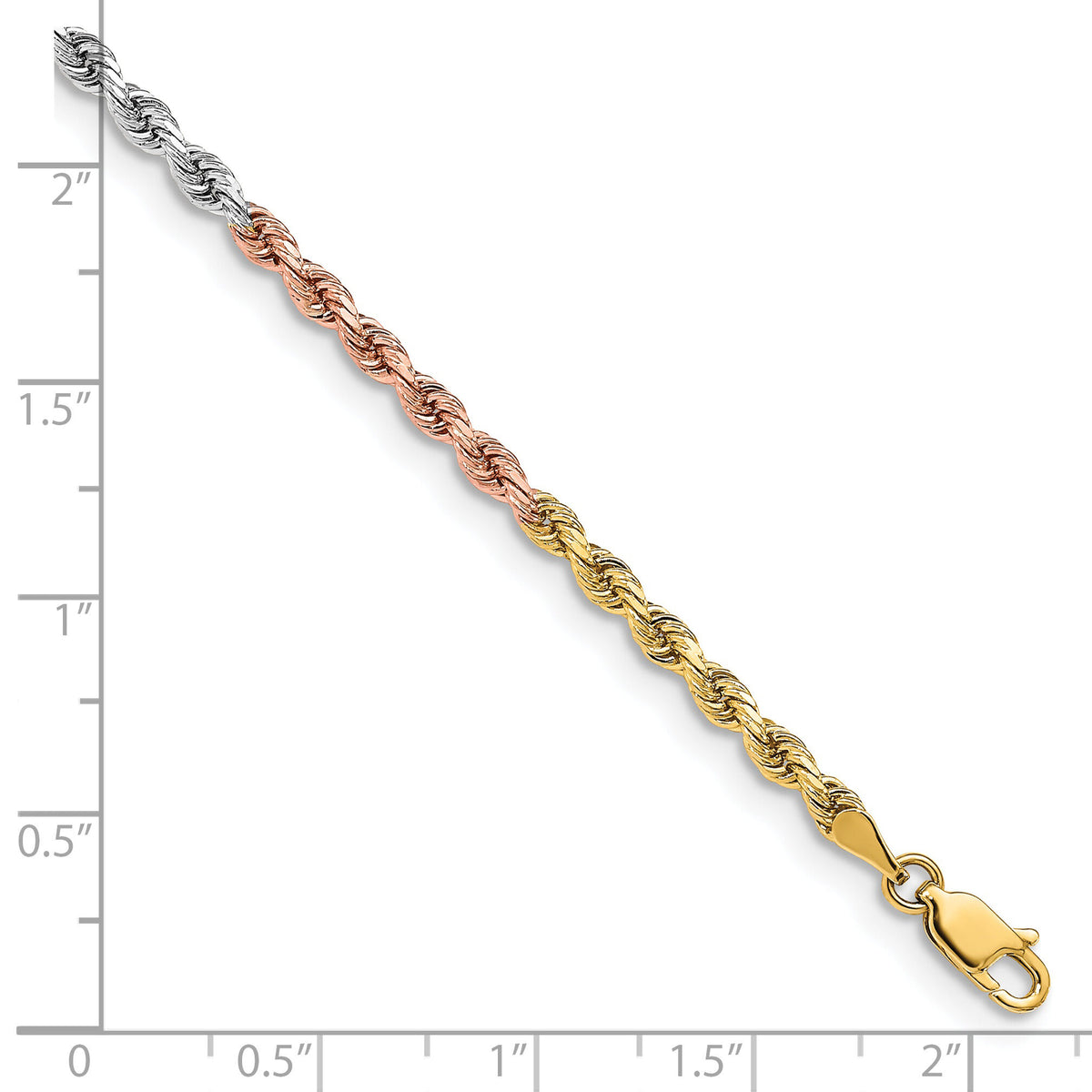 14k Tri-Color 3mm D/C Rope Chain-023TC-8
