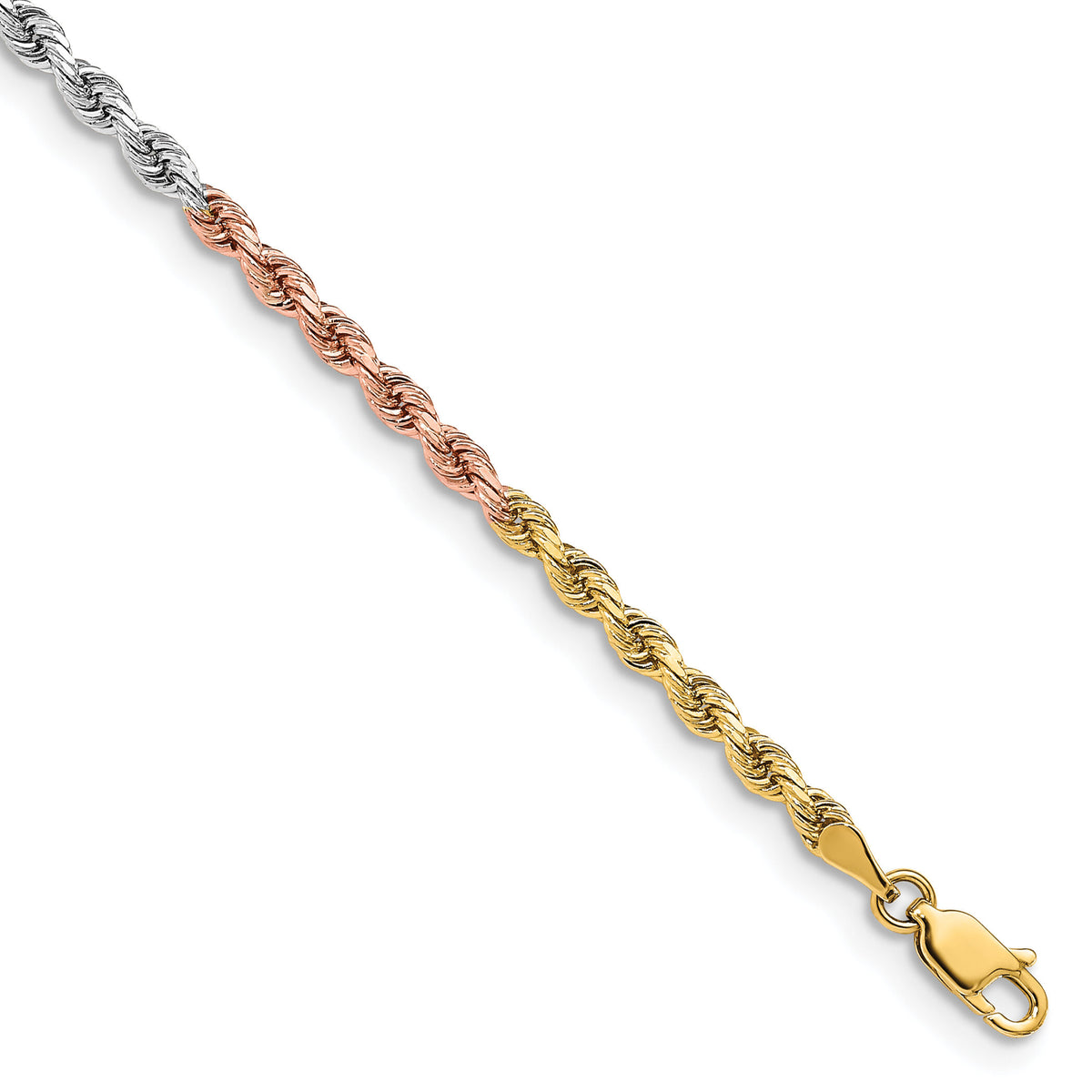14k Tri-Color 3mm D/C Rope Chain-023TC-8