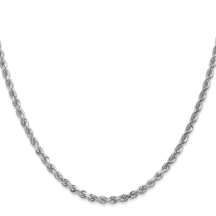 14K White Gold 22 inch 3mm Diamond-cut Rope with Lobster Clasp Chain-023W-22