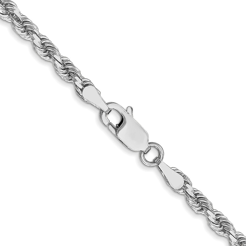 14K White Gold 16 inch 3mm Diamond-cut Rope with Lobster Clasp Chain-023W-16