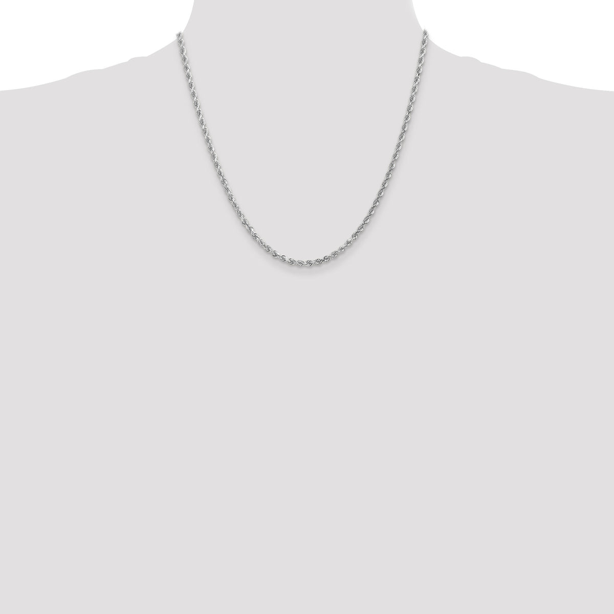14k White Gold 3mm D/C Rope with Lobster Clasp Chain-023W-20