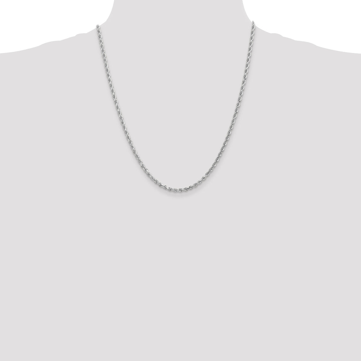 14k White Gold 3mm D/C Rope with Lobster Clasp Chain-023W-22