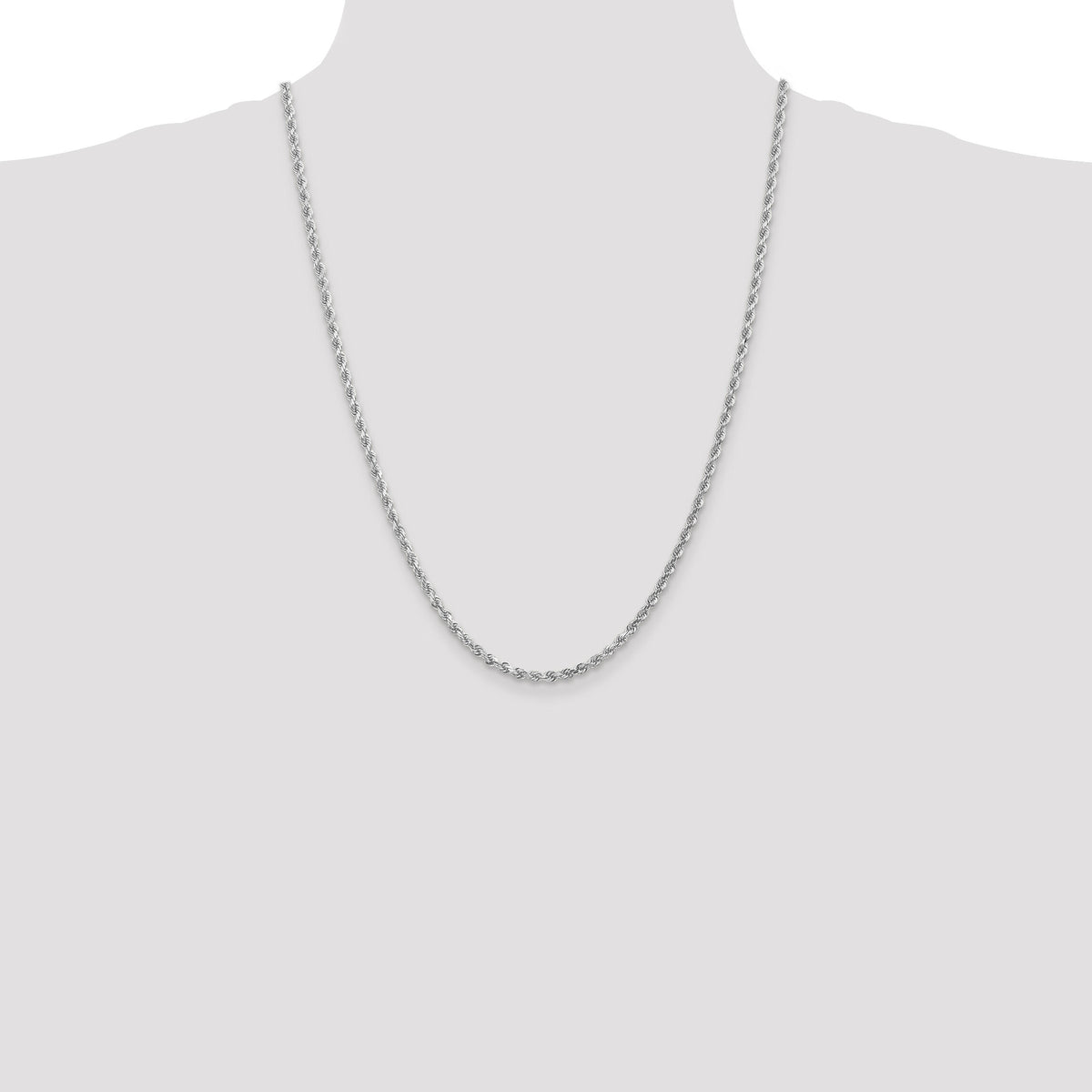 14k White Gold 3mm D/C Rope with Lobster Clasp Chain-023W-24