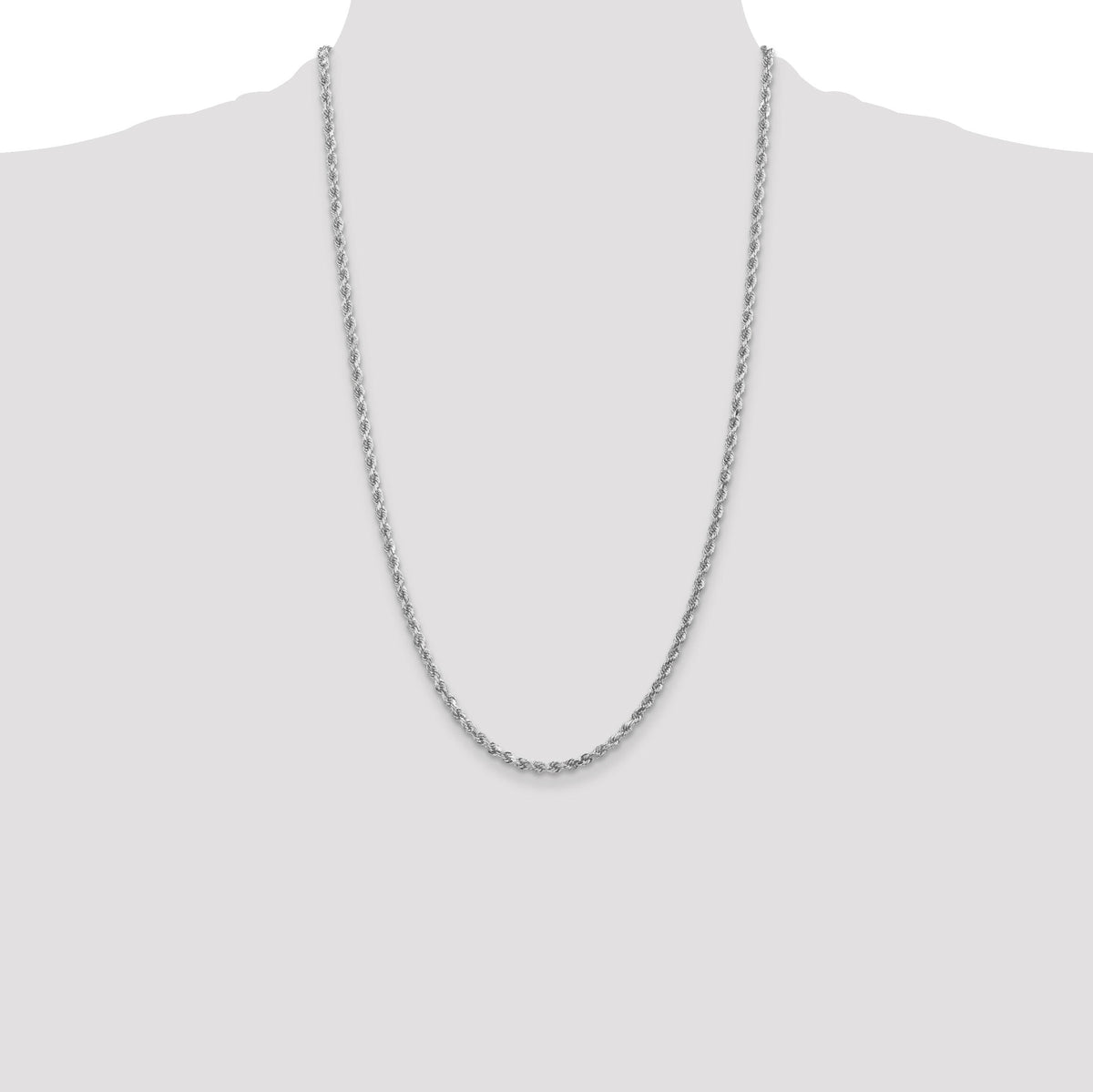 14k White Gold 3mm D/C Rope with Lobster Clasp Chain-023W-26