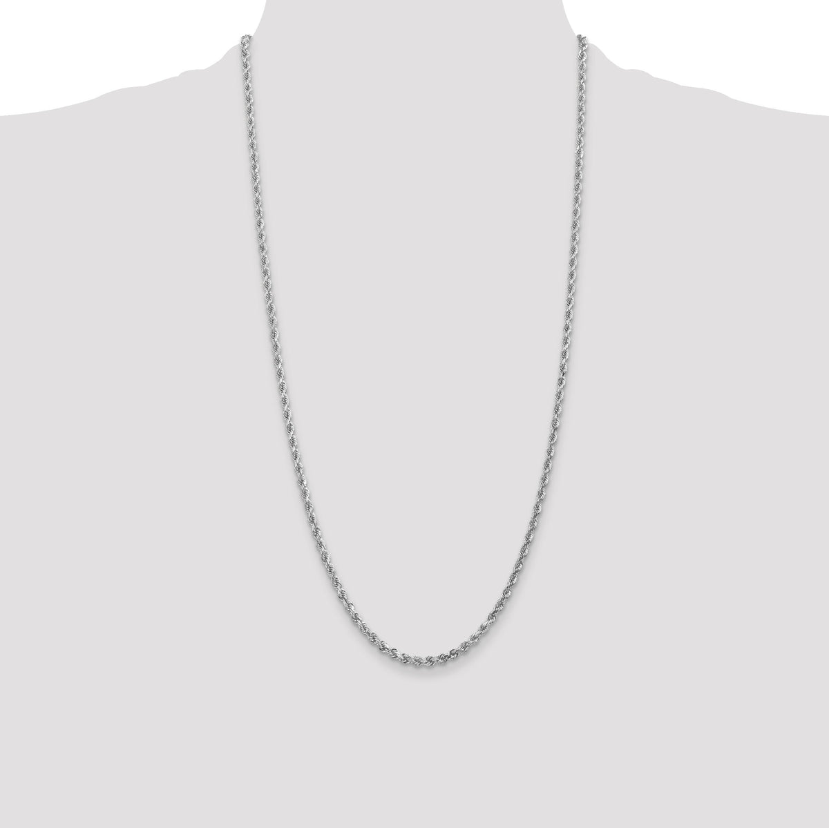14k White Gold 3mm D/C Rope with Lobster Clasp Chain-023W-28