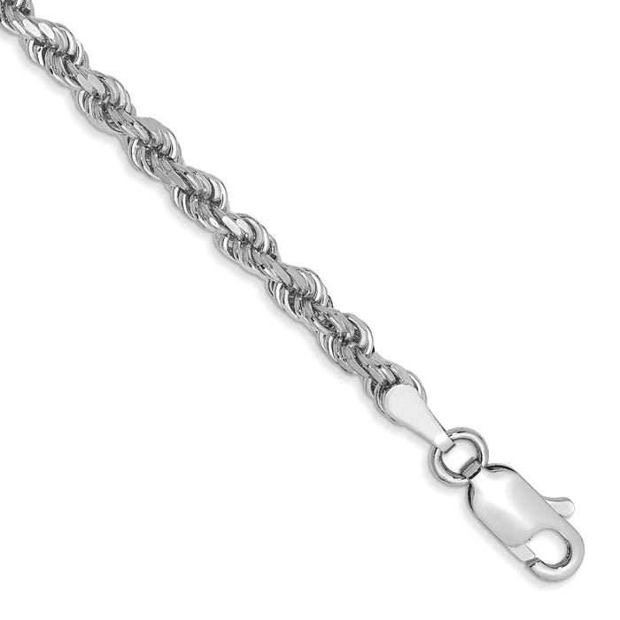 10k White Gold 3mm Diamond-cut Rope Chain-10K023W-8