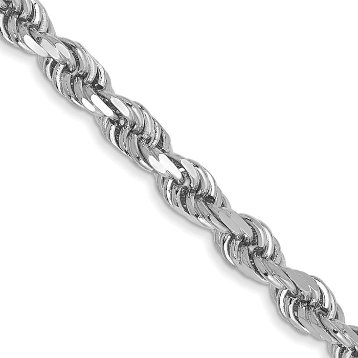 14K White Gold 16 inch 3mm Diamond-cut Rope with Lobster Clasp Chain-023W-16